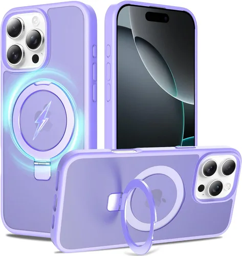 Vista 8 de Funda con soporte ultra magnético para iPhone 15 Pro [protección militar contra caídas] [compatible con MagSafe] a prueba de golpes, translúcida