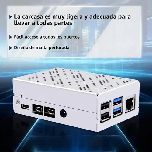 Vista 4 de GeeekPi Funda para Raspberry Pi 4, carcasa de aluminio con ventilador de refrigeración y disipadores de calor para Raspberry Pi 4 Modelo B