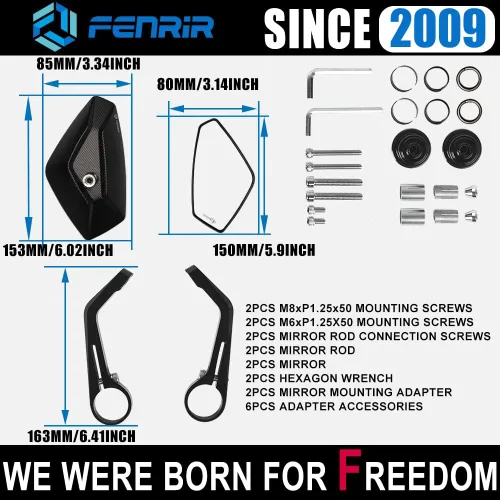 Vista 5 de FENRIR Espejo de motocicleta con adaptador para Sportster Softail Iron Cuarenta y ocho martillos Kingpin Vegas Jackpot BOULEVARD M90 S40 INTRUDER