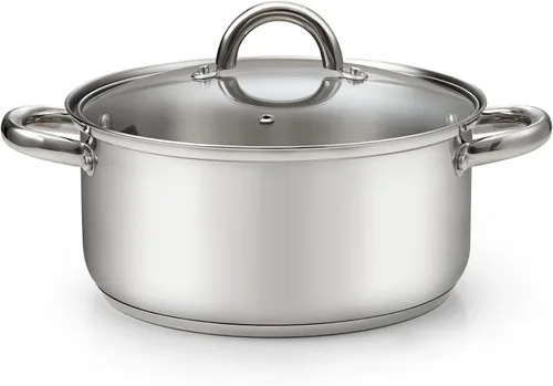 Vista 19 de Cook N Home Olla de acero inoxidable de 3 cuartos de galón, olla pequeña con tapa de vidrio, olla básica para saucier, asas de silicona que se