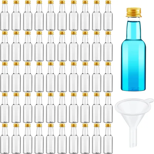 Vista 11 de Tessco for you 100 botellas de licor mini con tapas negras, 0.8 onzas