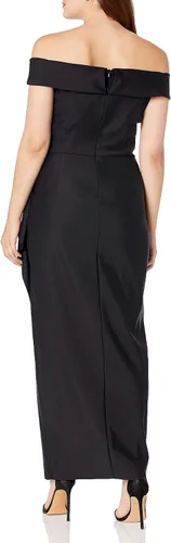 Vista 2 de Alex Evenings Women's Slimming Long Side Ruched Dress with Cascade Ruffle Skirt