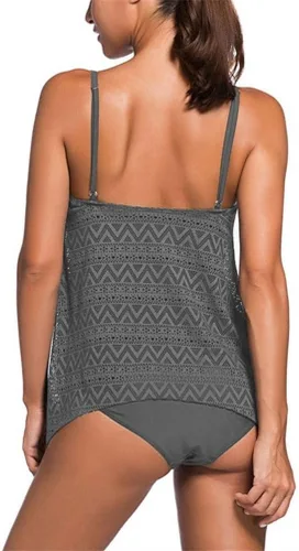 Vista 4 de Nicetage - Traje baño de malla de encaje para mujer, tankini