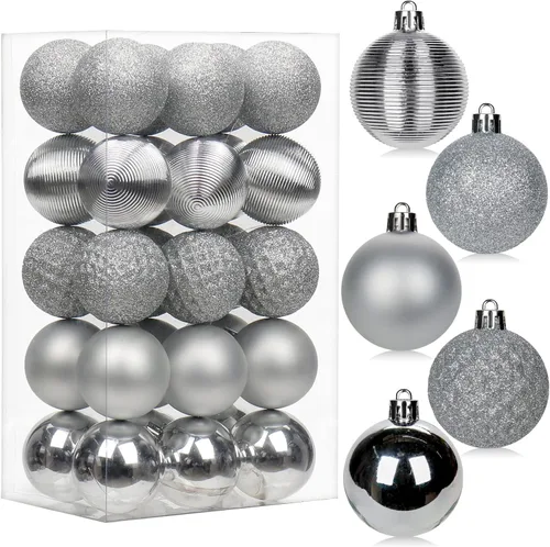 Vista 35 de 30 piezas de adornos de bola de árbol de Navidad irrompibles negros para decoración navideña