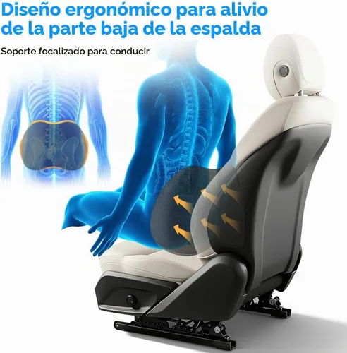 Vista 2 de Almohada de apoyo lumbar para automóvil, cojín de espuma viscoelástica para aliviar el dolor de espalda baja, soporte ergonómico para asiento