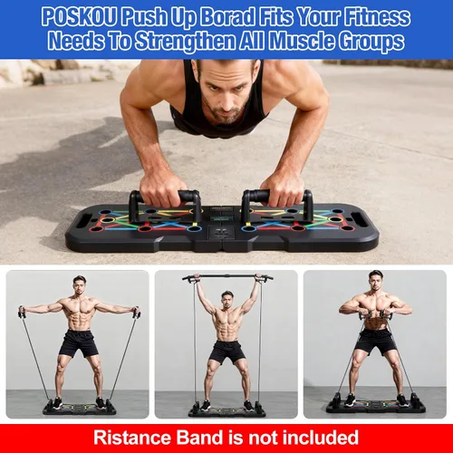 Vista 7 de Tabla de empuje con contador, tabla de flexiones para hombres y mujeres, equipo de entrenamiento de fuerza de gimnasio plegable