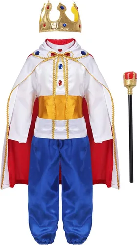 Vista 2 de dPois Disfraz de Príncipe Medieval para Niños Halloween Cosplay Fancy Dress up King Role Play Masquerade Party Trajes
