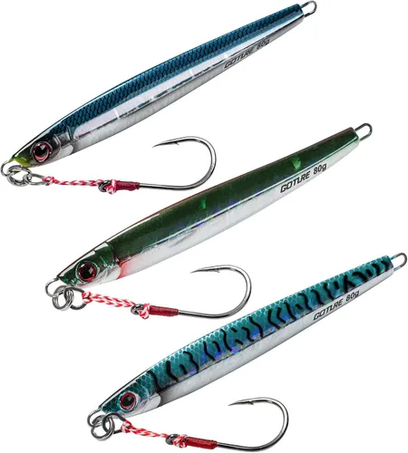 Vista 17 de Goture Fishing Jigs Saltwater 60g-200g with Assist Hook, Glow Vertical Jigs, Speed Fast Lead Jig Sea Fishing Jigging Spoon Lures for Tuna, Salmon