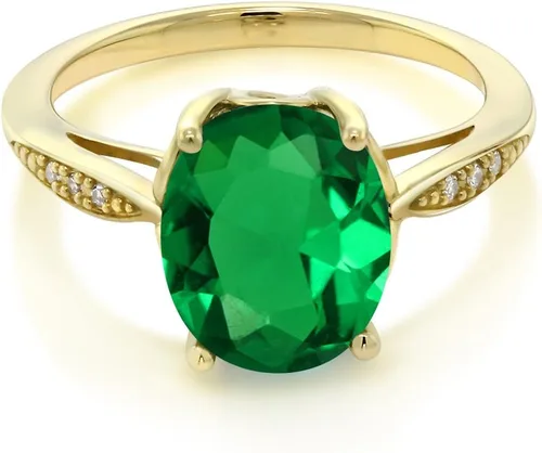 Vista 51 de Gem Stone King Anillo de compromiso de oro amarillo de 14 quilates de 2-3 quilates con piedra preciosa ovalada de 0.394 x 0.315 in y diamantes