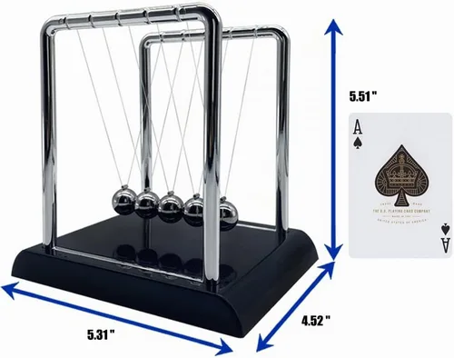Vista 6 de Newtons Cradle Balance Balls, Swinging Balls with Black Base, Science Physics Accessories for Adults, Calm Down Fidgets Kit, Desk Ornament for