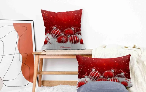 Vista 5 de Decoración de bola de Navidad roja y blanca, Feliz Navidad, decoración festiva, funda de almohada, funda de cojín, sofá de oficina en casa, funda