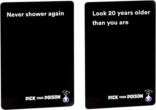 Vista 6 de Juego de fiesta Pick Your Poison + Set de expansión familiar - El juego de cartas “¿Qué preferirías hacer?” para fiestas de regalos blancos, regalos