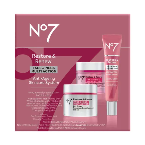 Vista 2 de No7 restaurar & Renew Face & Cuello Multi Acción Skincare sistema, pack de 1