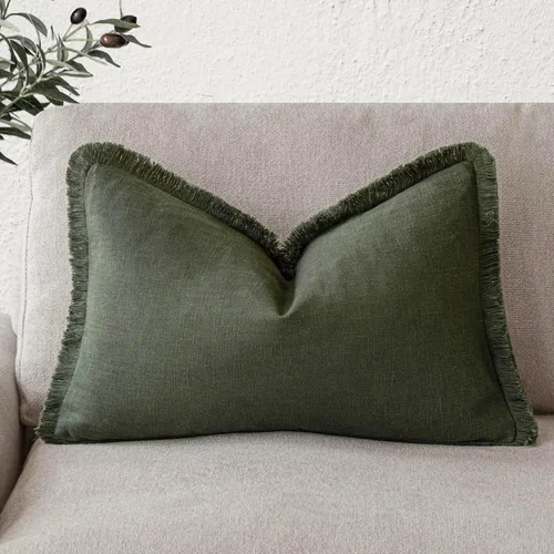 Vista 69 de Foindtower Fundas de almohada decorativas de lino con flecos, acogedora funda de cojín bohemia estilo farmhouse con borlas, funda de almohada