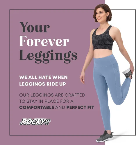 Vista 38 de Rocky Leggings de yoga de cintura alta, para entrenamiento, correr, ropa deportiva con control de abdomen para mujer, pantalones capri y de longitud