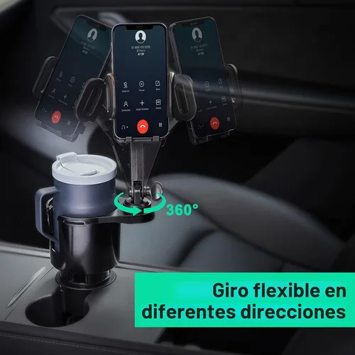 Vista 5 de This Hill Expansor de portavasos para automóvil, base ajustable con soporte para teléfono, rotación de 360°, soporte para teléfono celular