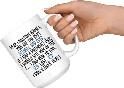 Vista 4 de Pitbull - Taza personalizada para papá de Pitbull, dueño de Pitbull, taza de papá Pitbull, I Love Pittie (15 onzas)