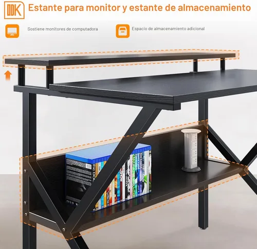 Vista 5 de ODK Escritorio pequeño, escritorio de computadora de 27.5 pulgadas para espacios pequeños, escritorio para niños con almacenamiento, mesa de estudio