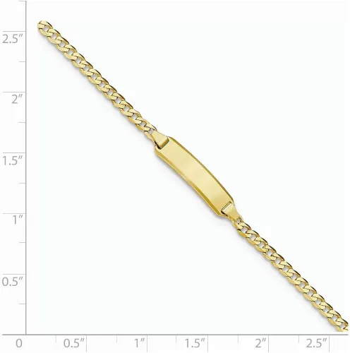 Vista 4 de Pulsera de identificación de eslabones cubanos de oro amarillo macizo de 14 quilates, etiqueta de identificación grabable, con cierre seguro