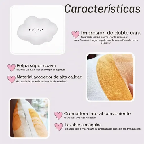 Vista 3 de Almohada de nube suave con forma de decoración para dormitorio, sala de estar, habitación de niños, sofá, oficina, coche, 12 pulgadas