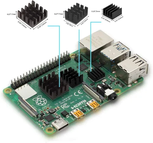 Vista 5 de Easycargo Raspberry Pi 4 Kit de ventilador de disipador de calor para refrigeración Raspberry Pi 5 4 3, 3, disipador de calor para ventilador