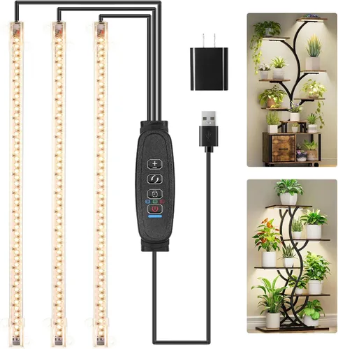 Vista 19 de RWNTAO Lámpara de cultivo de una tira de 2 unidades, tiras de luz LED de espectro completo para plantas de interior con temporizador de encendido
