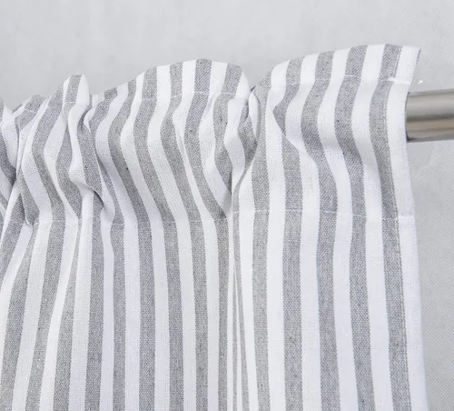 Vista 5 de Cortinas texturizadas a rayas con patrón de rayas para ventana reductora de luz para sala de estar, dormitorio, cocina, cenefa con bolsillo