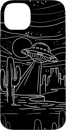 Vista 15 de iPhone 16 UFO Desert Retro Alien Spaceship Area 51 ET Space Lover Gift Case