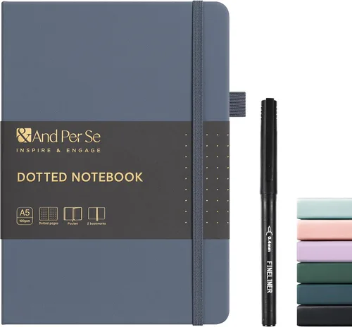 Vista 33 de &And Per Se Juego de diario y bolígrafo forrados (3 paquetes), cuaderno de tapa dura de cuero A5 con bolígrafo y juego de papelería, 160 páginas
