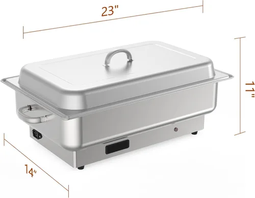 Vista 4 de GarveeHome Juego de bufé eléctrico de acero inoxidable con 1 sartén y tapa de 9 cuartos de galón, control de temperatura de 400 W, 86-200 °F