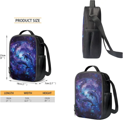 Vista 126 de HUGS IDEA Juego de 3 bolsas escolares con aislamiento térmico para el almuerzo, estuche para lápices
