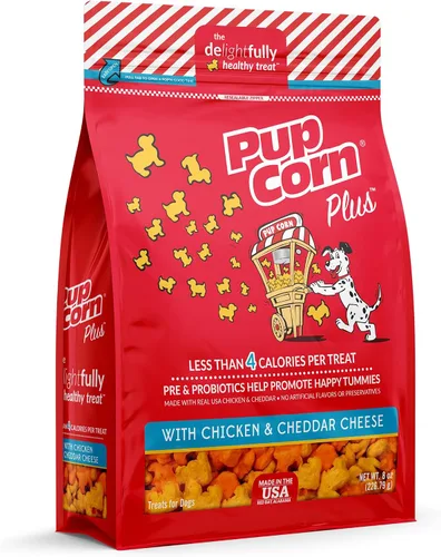 Vista 18 de Pup Corn Plus - Golosinas para perros infladas con prebióticos y probióticos - Pollo y queso cheddar (24 onzas) - Fabricado en Estados Unidos