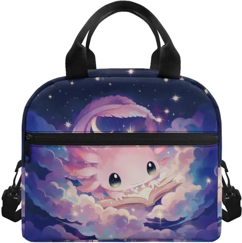 Vista 20 de doginthehole Bolsa de almuerzo de noche estrellada para mujeres y niñas, bolsa de almuerzo con correa ajustable para el hombro con estampado