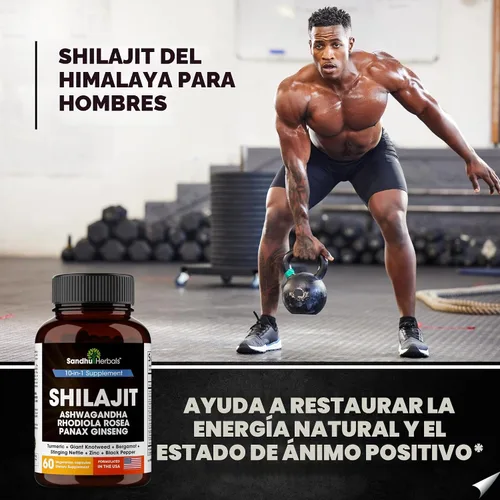 Vista 3 de SANDHUHERBALS Cápsulas de Shilajit para Hombres y Mujeres Mezcla Pura del Himalaya con Ashwagandha Suplemento de Alta Potencia y Energía