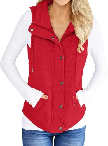 Vista 8 de Valphsio Women Casual Quilted Puffer Vest Lightweight Jacket with Pockets Negro