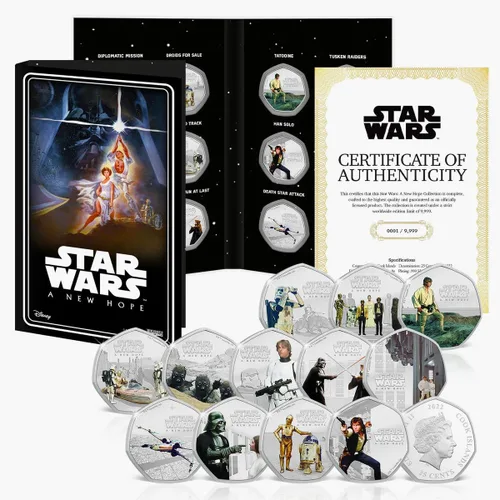 Vista 13 de FANTASY CLUB Colección oficial de monedas de la trilogía original de Star Wars Juego premium de 6 monedas Edición limitada certificada