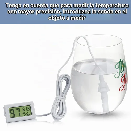 Vista 4 de Weewooday Medidor digital de temperatura y humedad con medidor de sonda LCD Fahrenheit, termómetro higrómetro para incubadora, planta de reptiles