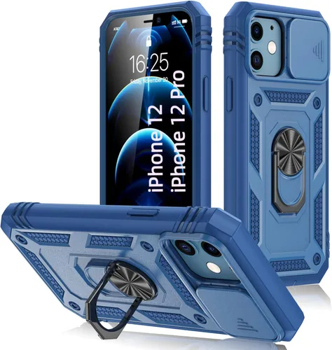 Vista 11 de Korecase Diseño para iPhone 12 Pro Max Kickstand Funda con cubierta de cámara de grado militar Caída de doble capa de cuerpo completo Protección a