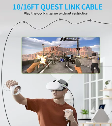 Vista 8 de YRXVW Cable de enlace de 10 pies para Oculus Quest 2Pro, cable de enlace para juegos de PC y vapor, cable de transferencia de datos de alta