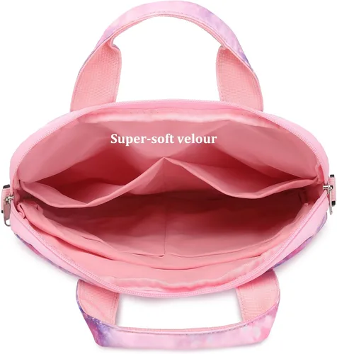 Vista 5 de JIANYA Bolsa de transporte para tableta para niños con correa para el hombro, 10-12.5 pulgadas, mármol cian