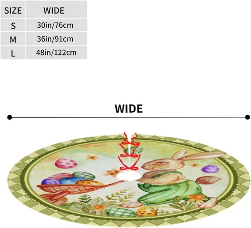 Vista 2 de Falda de árbol de Navidad con huevos de Pascua coloridos, 36" para Navidad, Halloween, Año Nuevo, decoración de fiesta, árbol de casa, alfombra