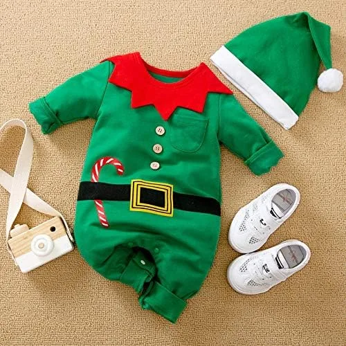 Vista 3 de My First Christmas - Conjunto de mameluco de manga larga para recién nacido, traje para bebé y niña