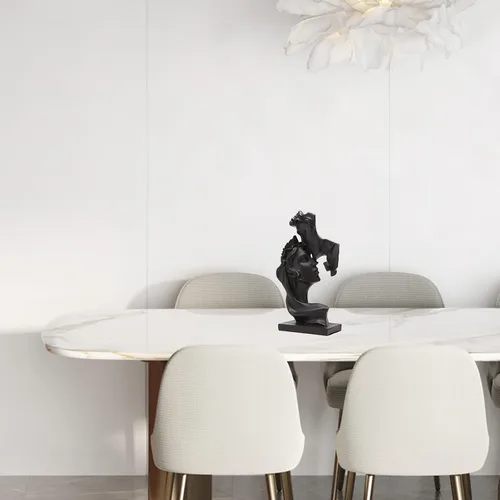 Vista 5 de BRABUD Hombre Kiss Mujer Frente Mano Estatua de Resina Pareja Beso Escultura 9.8 pulgadas (H) Decoración de estantería moderna creativa