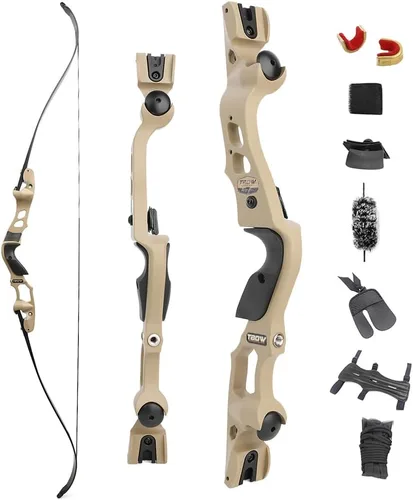 Vista 10 de Arco recurvo ILF de 62 pulgadas 25-65Lbs Metal Riser Competition Recurve Verde oliva
