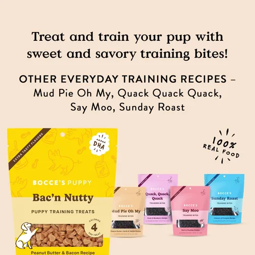 Vista 4 de Bocce's Bakery Puppy Bac'n Nutty - Golosinas de entrenamiento para perros, sin trigo, hechas con ingredientes reales, horneadas en los Estados