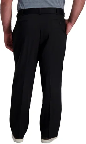 Vista 3 de Haggar Pantalón Cool Right Performance Flex Solid Classic Fit Flat Front para hombre (tallas regulares y grandes y altas), Gris