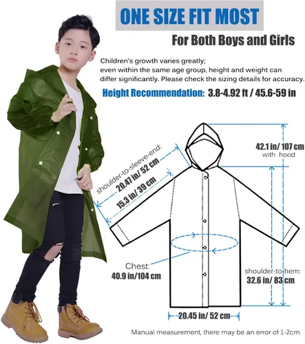 Vista 42 de Chaqueta de lluvia para niños, paquete de 2 ponchos de lluvia para niños, impermeables reutilizables para niños y niñas, impermeable, para exteriores