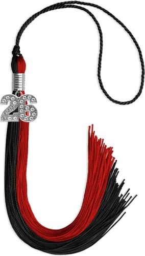 Vista 115 de Endea Graduation Borla de doble color con dije de plata brillante (negro/oro antiguo, 2025)