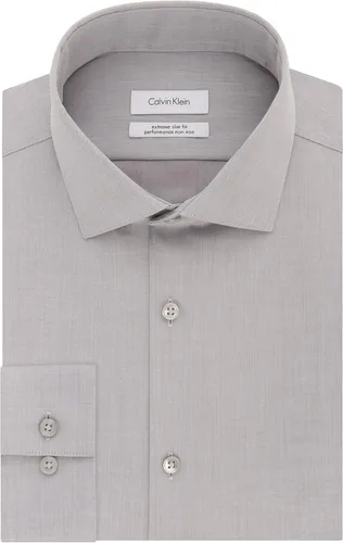 Vista 3 de Calvin Klein Camisa de vestir para hombre, ajuste delgado, sin planchar, espiga francesa