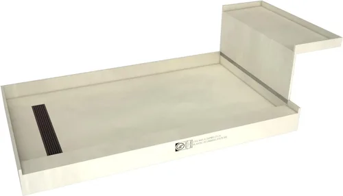 Vista 7 de Tile Redi RT3660L-BN-RB36-KIT - Sartén y banco de ducha con drenaje izquierdo, base de ducha de un bordillo, banco, drenaje de PVC de 2 pulgadas